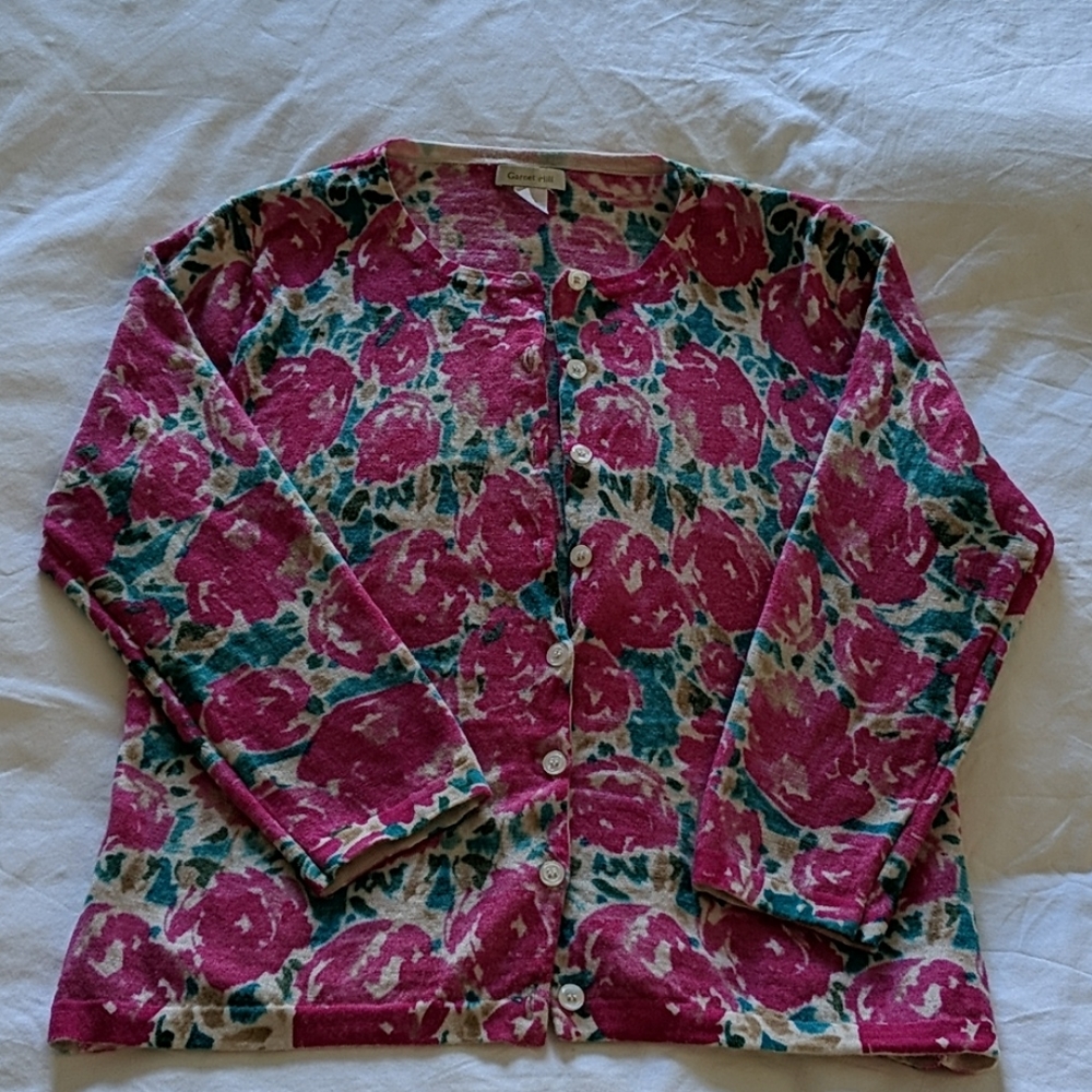 Garnett Hill Signature Marino Cardigan L